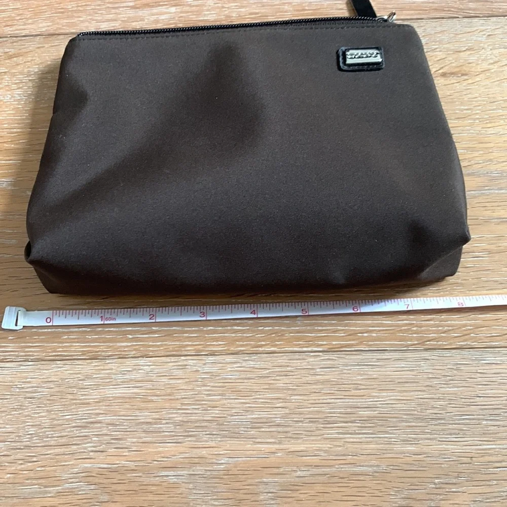 DKNY nylon brown zippered cosmetic bag